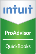 A green and white logo for the intuit proadvisor.